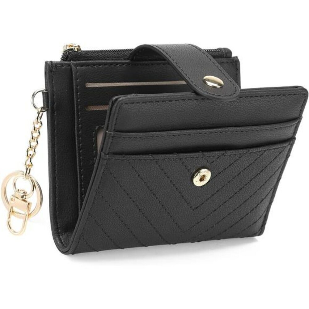 RFID Slim Wallet for Women Credit Card Holder with Zipper Pocket ID Window